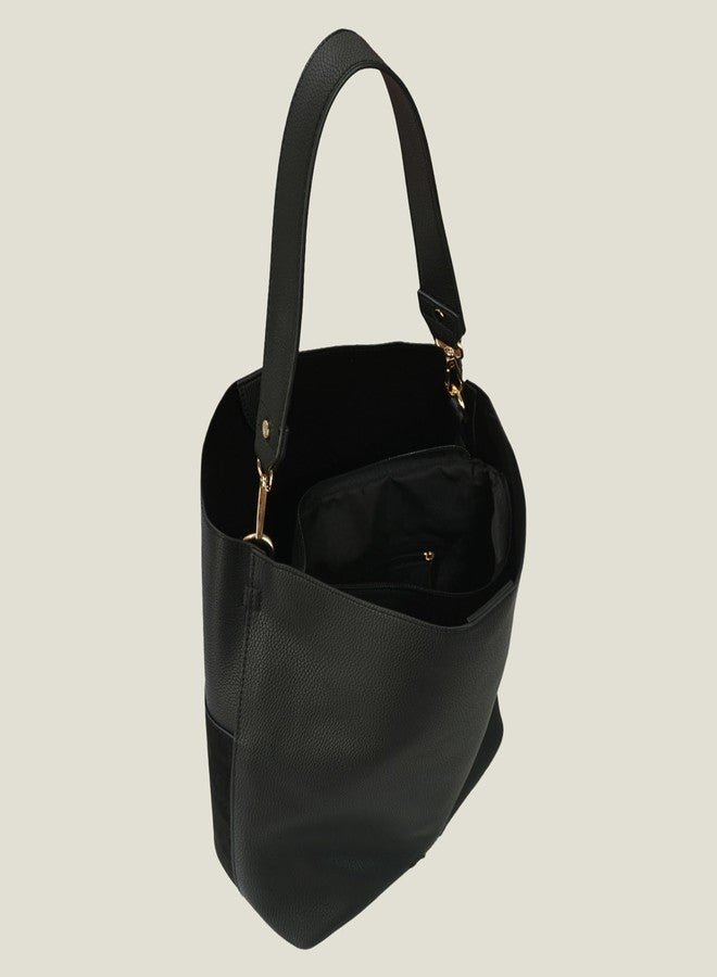 أكسيسورايز حقيبة كتف دلو سوداء من أكسسورايز لندن للنساء | حقائب يد للنساء - Image 4